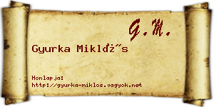 Gyurka Miklós névjegykártya